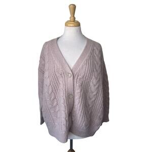 JENNI KAYNE Wool & Alpaca CABLE COCOON Oversized Cardigan in Blush XXS